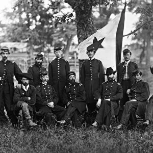 CIVIL WAR: UNION OFFICERS. General William Hawley and staff in Washington, D. C. Photograph, July 1865