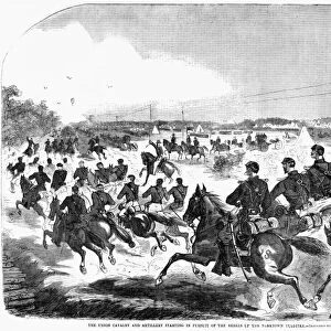 CIVIL WAR: YORKTOWN, 1862. The Union cavalry and artillery starting in pursuit