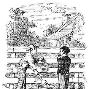 CLEMENS: TOM SAWYER. The immortal incident of whitewashing the fence
