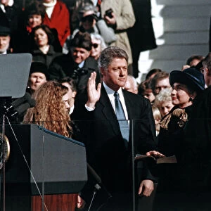 CLINTON INAUGURATION, 1993. Chief Justice William Rehnquist administering the oath