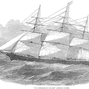 CLIPPER SHIP, 1853. The American clipper ship Sovereign of the Seas, designed by Donald McKay. Wood engraving, 1853