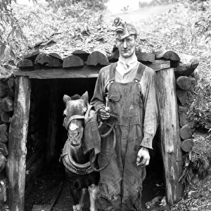 COAL MINER & MULE 1940. A coal miner and his mule near Penfield, Pennsylvania. Photograph