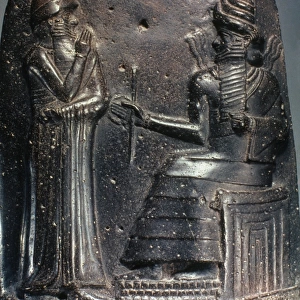 CODE OF HAMMURABI. Detail of top of black basalt stele, c1792-1750. B. C