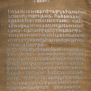 CODEX ARGENTEUS, c500 A. D. A page of the Gospel according to Mark (VII: 3-7)