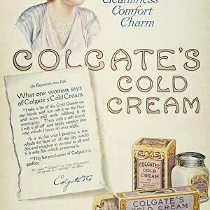 COLD CREAM AD, 1913. Colgates Cold Cream advertisement from an American magazine, 1913