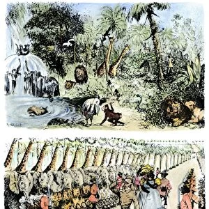COLONIALISM CARTOON, 1896. A German cartoon of 1896 on Teutonic efficiency. In the top drawing