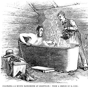 COLORADO BATHHOUSE, 1879. A mining Bath-House at Leadville. Wood engraving from an American newspaper