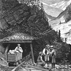 COLORADO: MINING, 1874. A mountainside in Colorado honeycombed by silver mines. Wood engraving, American, 1874