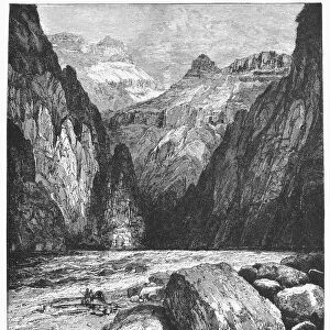 THE COLORADO RIVER. Granite Falls, Kiabab Division, Grand Canyon. Wood engraving, 1870