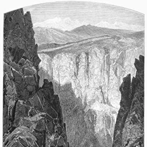 COLORADO RIVER. Palisade Canyon. Wood engraving, 1872