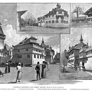 COLUMBIAN EXPOSITION, 1893. The German Village, featuring a feudal castle of the 15th century