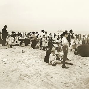 CONEY ISLAND: BEACH, c1902. The beach at Coney Island, Brooklyn, New York. Photochrome print