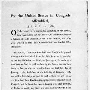 CONGRESS: COMMITTEE, 1788. Printed report, 11 June 1788, from a committee of the