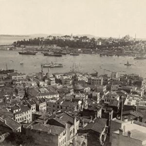 CONSTANTINOPLE, c1890. Aerial view of Constantinople, showing the Golden Horn, Topkapi Palace