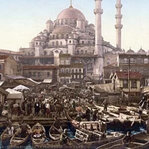 CONSTANTINOPLE, c1895. The Yeni Camii and Eminonu bazaar in Constantinople, Ottoman Empire