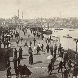 CONSTANTINOPLE, c1900. A view of the Galata Bridge in Constantinople, Ottoman Empire
