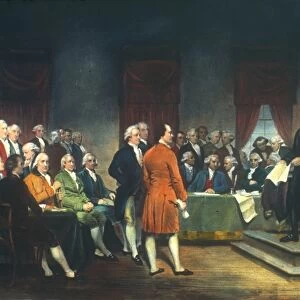 CONSTITUTIONAL CONVENTION. George Washington presiding at the Constitutional Convention at Philadelphia in 1787. After the painting by Junius Brutus Stearns