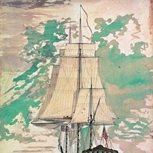 COOK: HMS RESOLUTION. Commanded by Captain James Cook on his second and third voyages of discovery. Watercolor by Midshipman Henry Roberts, a member of the ships company