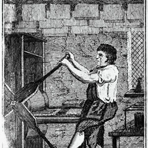 COPPER PLATE PRINTER, 1807. A copper plate printer. Wood engraving from The Book of Trades, by Whitehall, 1807