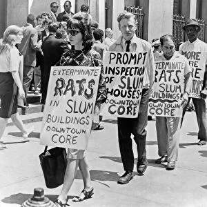 CORE PROTEST, 1964. Members of the Congress of Racial Equality protesting slum