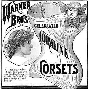 CORSET ADVERTISEMENT, 1885. American newspaper advertisement, 1885