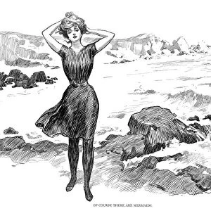 Of course there are mermaids. Pen-and-ink drawing, by Charles Dana Gibson (1867-1944)