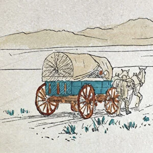 COVERED WAGON, c1880. Drawing, American, 20th century
