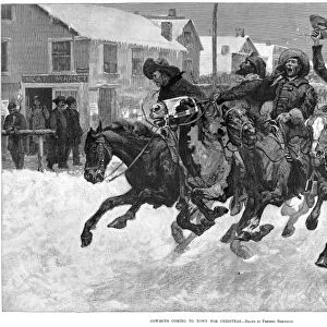COWBOY CHRISTMAS, 1889. Cow-Boys Coming to Town for Christmas