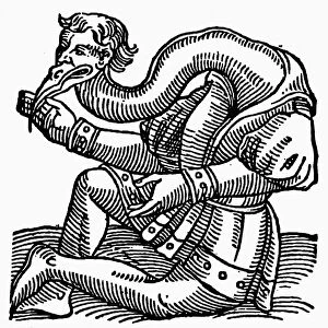 CRANE-HEADED MAN, 1557. Woodcut from the Prodigiorum of Conrad Lycosthenes, 1557
