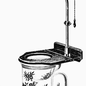 CRAPPER TOILET, 1890s. Illustration of a Thomas Crapper toilet, 1890s