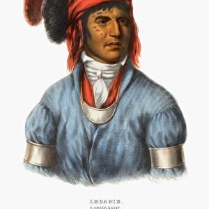 CREEK CHIEF, c1843. Ledagie, a Creek Native American chief. Lithograph, American, c1843