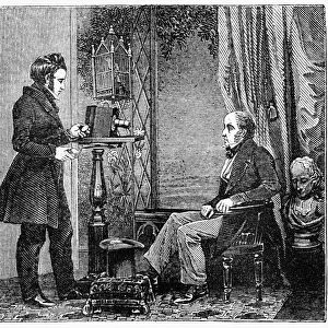 DAGUERREOTYPIST, 1843. A daguerreotypist studio in Westminster, London, England