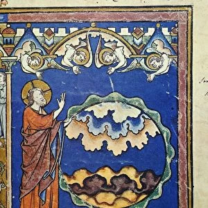 DAY TWO OF CREATION. (Genesis: 6-8). French manuscript illumination, c1250