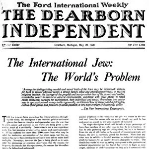 DEARBORN INDEPENDENT, 1920. Front page of The Dearborn Independent, also known
