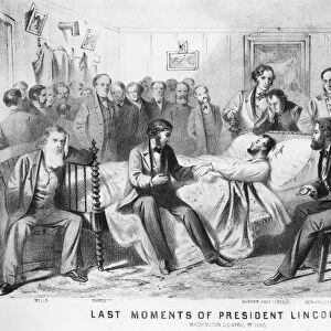 The deathbed of President Abraham Lincoln, Washington, D. C. 15 April 1865. Memorial lithograph, 1866