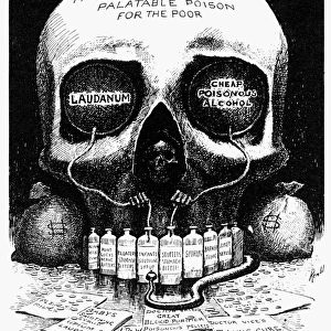 Deaths Laboratory. American cartoon, 1906, by Edward Windsor Kemble on the dangers of patent medicine and advertisers spurious claims to lure customers