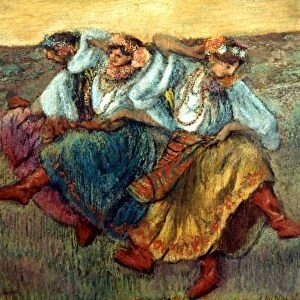DEGAS: DANCING GIRLS, c1895. Edgar Degas: Dancing Peasant Girls. Pastel, c1895