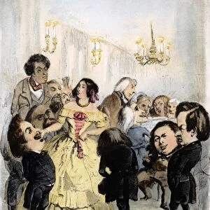 DELPHINE GAY de GIRARDIN (1804-1855). French writer. In her salon with Alexandre Dumas pere