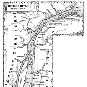 DETROIT RIVER, 1812. Map of Detroit River, the strait between Lake St. Clair and Lake Erie