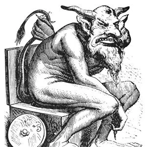 DEVIL: BELPHEGOR. The Biblical demon of evil, worshipped by the Moabites (Numbers 25: 3). Wood engraving, French, 19th century
