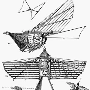 Diagram of Thomas Walkers ornithopter