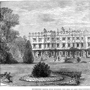DISRAELIs RESIDENCE. Hughenden Manor, High Wycombe, Buckinghamshire, the residence of Benjamin Disraeli. Wood engraving from an English newspaper of 1881