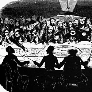 DOR├ë: BADEN BADEN, 1867. Roulette room at Baden Baden. Wood engraving from Two Hundred Sketches, Humorous and Grotesque, by Gustave Dor
