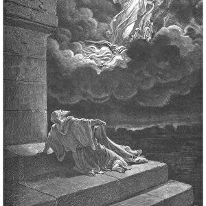 DOR├ë: ELIJAHs ASCENT. Elijahs Ascent in a Chariot of Fire (II Kings 2: 11, 12). Wood engraving after Gustave Dor