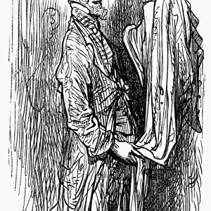 DOR├ë: LONDON, 1872. The Old Clothes Man. Wood engraving after Gustave Dor