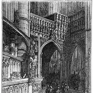 DORE: LONDON: 1872. In the Abbey, Westminster. Wood engraving after Gustave Dore from London