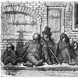 DORE: LONDON: 1872. Beggars on the street in London