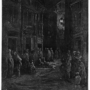 DORE: LONDON, 1872. Bluegate Fields. A slum in London. Wood engraving after Gustave Dore