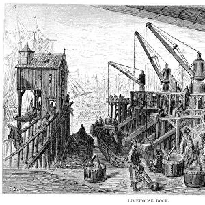 DORE: LONDON, 1872. Limehouse Dock. Wood engraving after Gustave Dore, from the series London