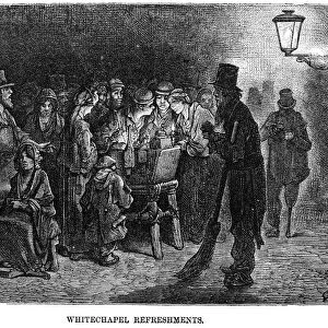 DORE: LONDON, 1872. Whitechapel Refreshments. Wood engraving after Gustave Dore